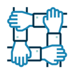 Icon of 4 hands linked together to show partnership