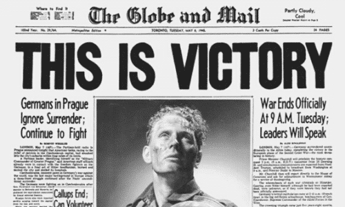 Picture of Globe and Mail newsletter showing Victory day