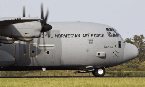 Royal Norwegian Air Force (Luftforsvaret) Lockheed Martin C-130J-30 Hercules military cargo aircraft.