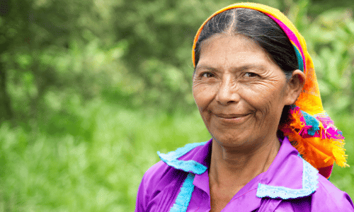 Indigenous lenca woman. Intibucá/Honduras. Dressed with her traditional costume, normal for lenca ethnic people.