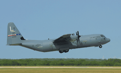 US Air Force C-130 Aircraft taking off