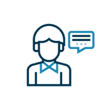 Icon of person with talking bubble