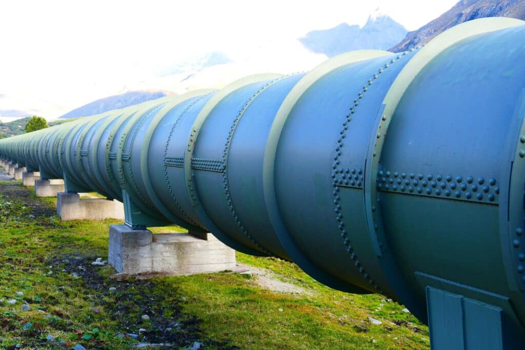 Water pipeline extending across landscape