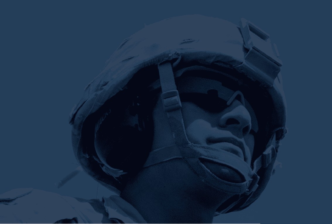 Military serviceman with blue overlay