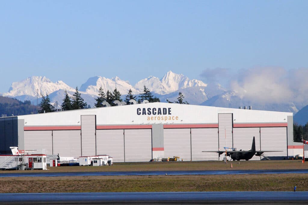 Ouside of hanger for Cascade Aerospace