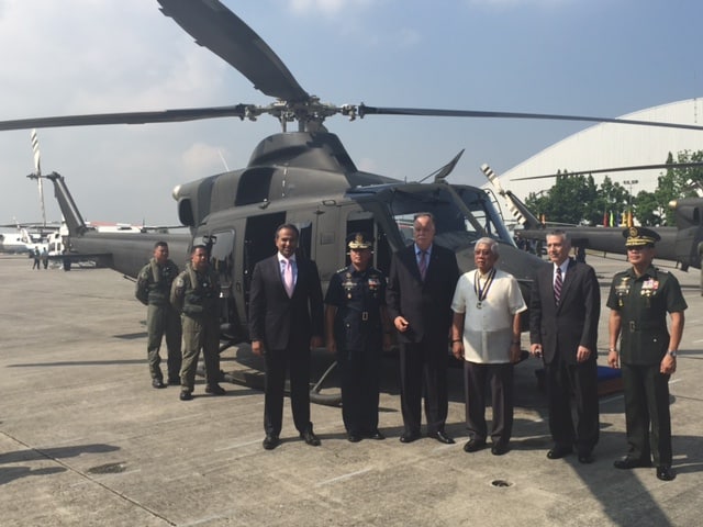 Phillipines defense officials and the ambassadors of Canada and the US participated in the delivery of Bell textron helicopter ceremony.