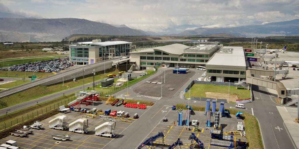 Overhead view of Quito International Airport, constructed by CCC and AECON